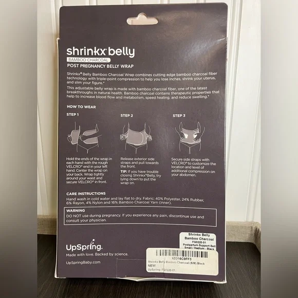 Upspring Shrinkx Belly Charcoal Postpartum Wrap, Adjustable